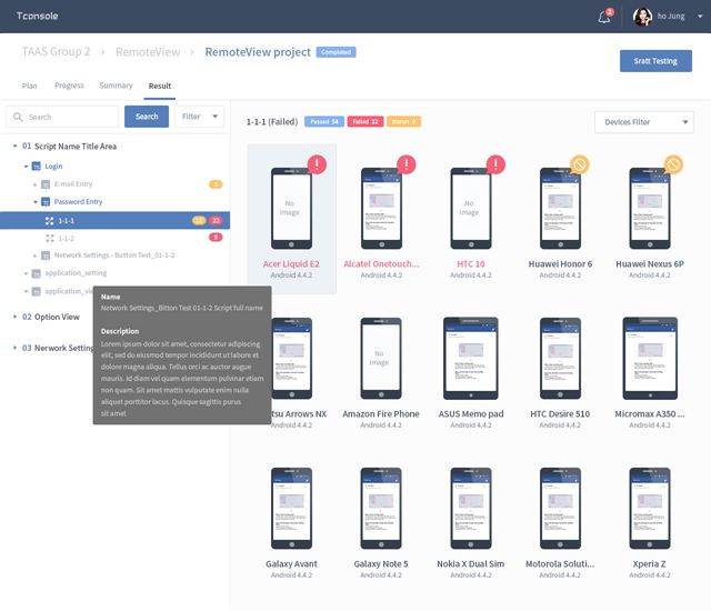 Run tests on multiple devices simultaneously with TConsole and review the result.