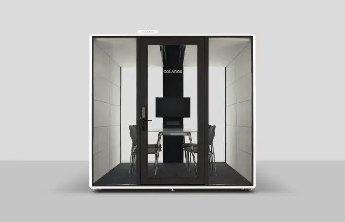 팀 회의와 브레인스토밍이 가능한 다인용 방음부스 설치 모습 | 알서포트 콜라박스