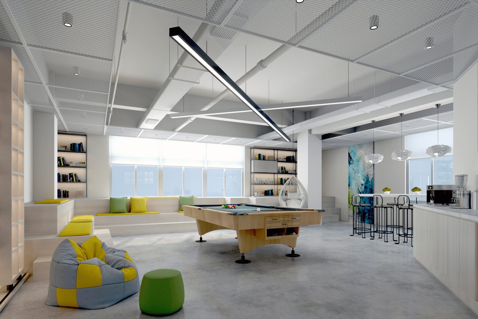 네트워킹과 휴식이 동시에 가능한 다목적 공용 라운지 인테리어 - 공간 낭비를 줄이는 멀티존 설계 | 알서포트