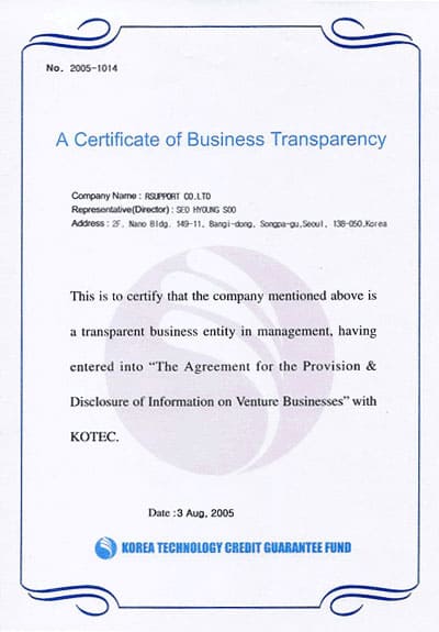 Transparent management certificate